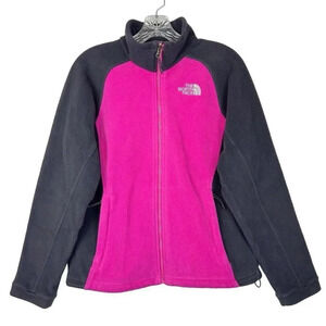 The North Face Denali Jacket Small Pink Gray Full Zip Fleece Embroidered Logo